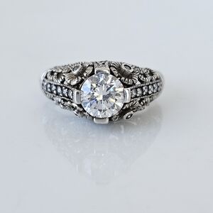 Victoria Wieck Art Deco Diamond Simulant Sterling Silver Size 7!